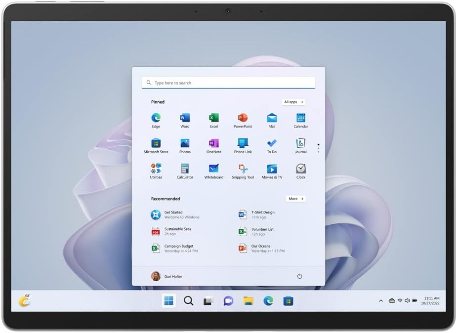 Microsoft Surface Pro 9 256 GB 33 cm (13 Zoll) Intel® Core™ i5 8 GB Wi-Fi 6E (802.11ax) Windows 11 Pro Platin