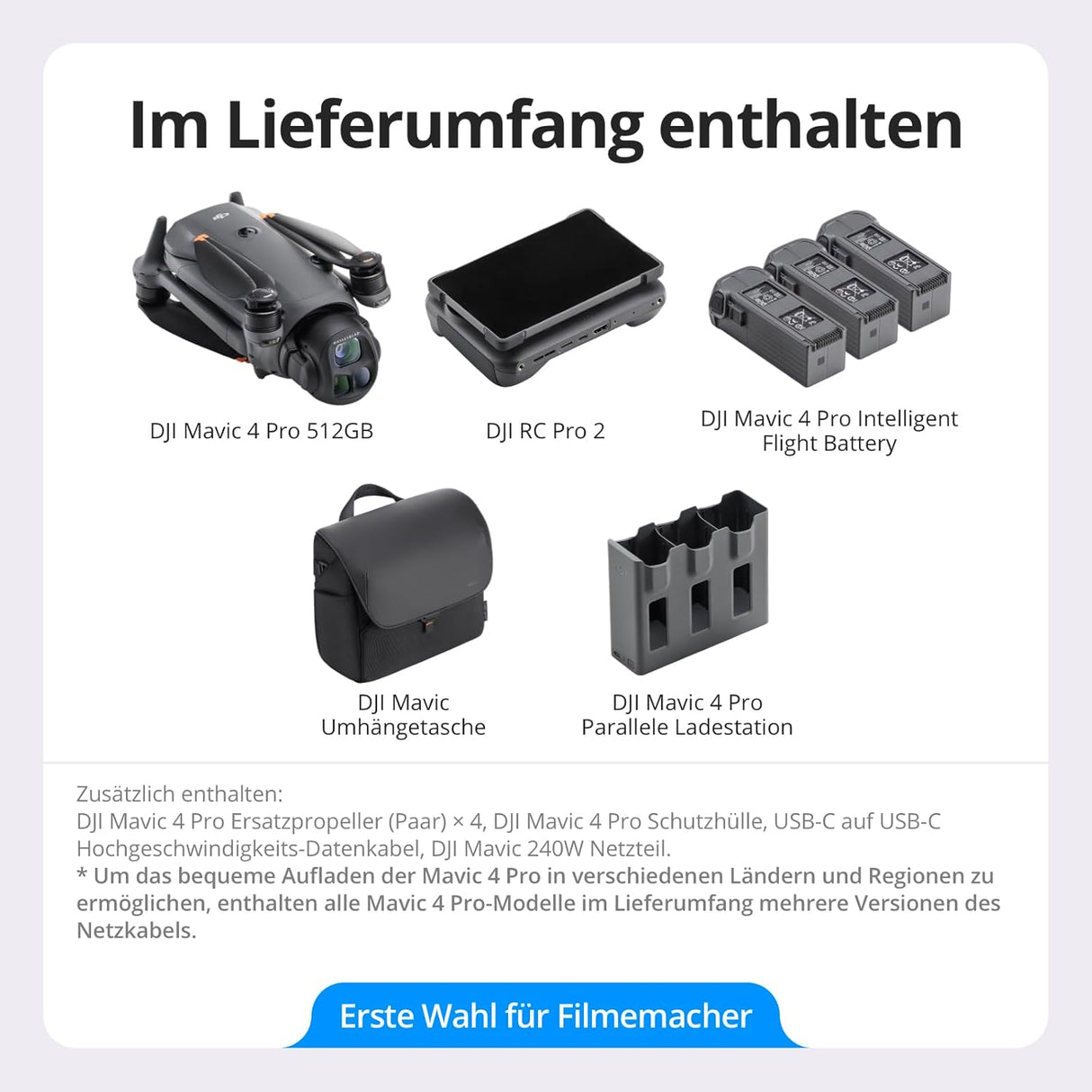 DJI Mavic 4 Pro 512GB Creator Combo, Drohne mit DJI RC Pro 2
