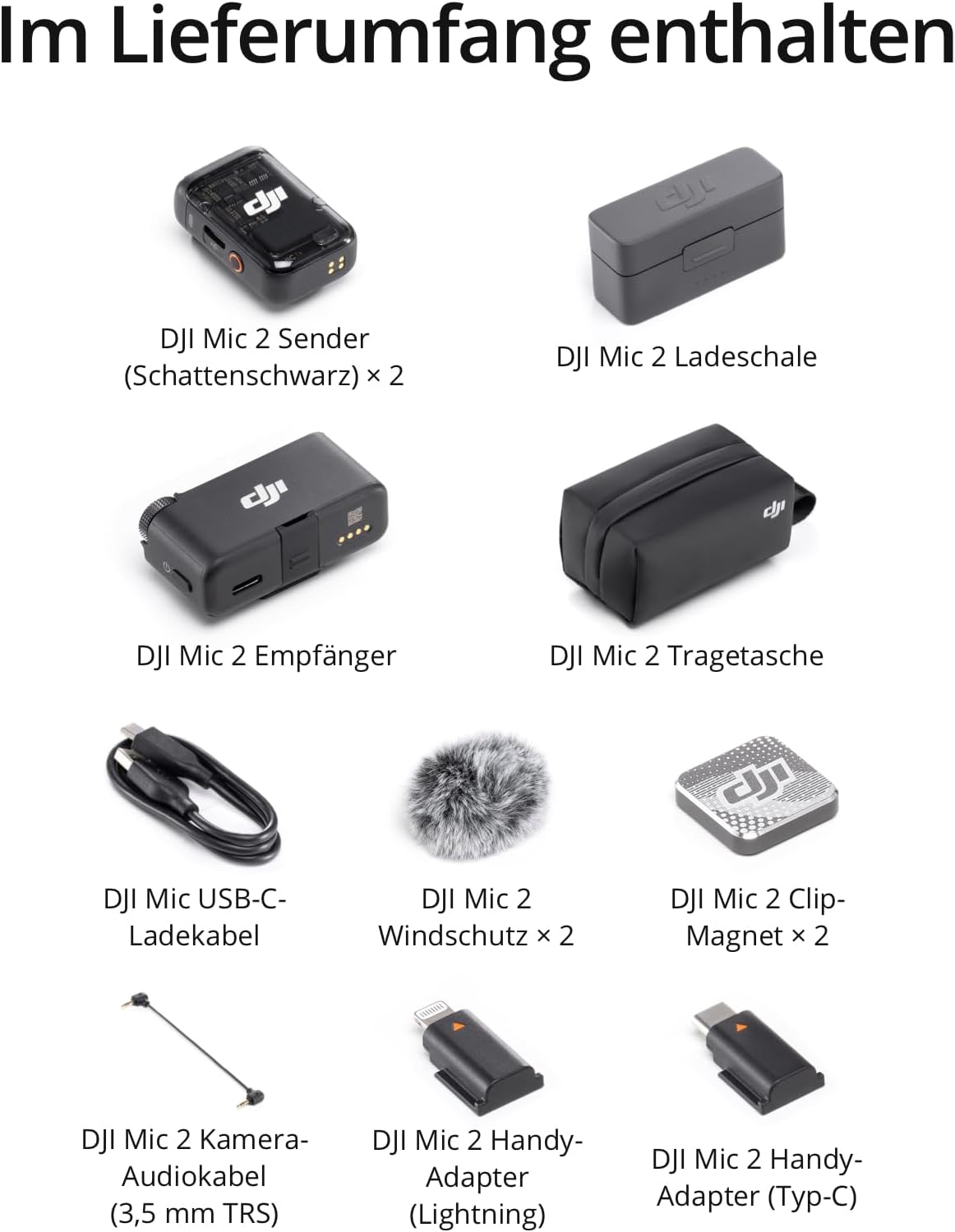 DJI Mic 2 (2 Sender + 1 Empfänger + Ladeschale)