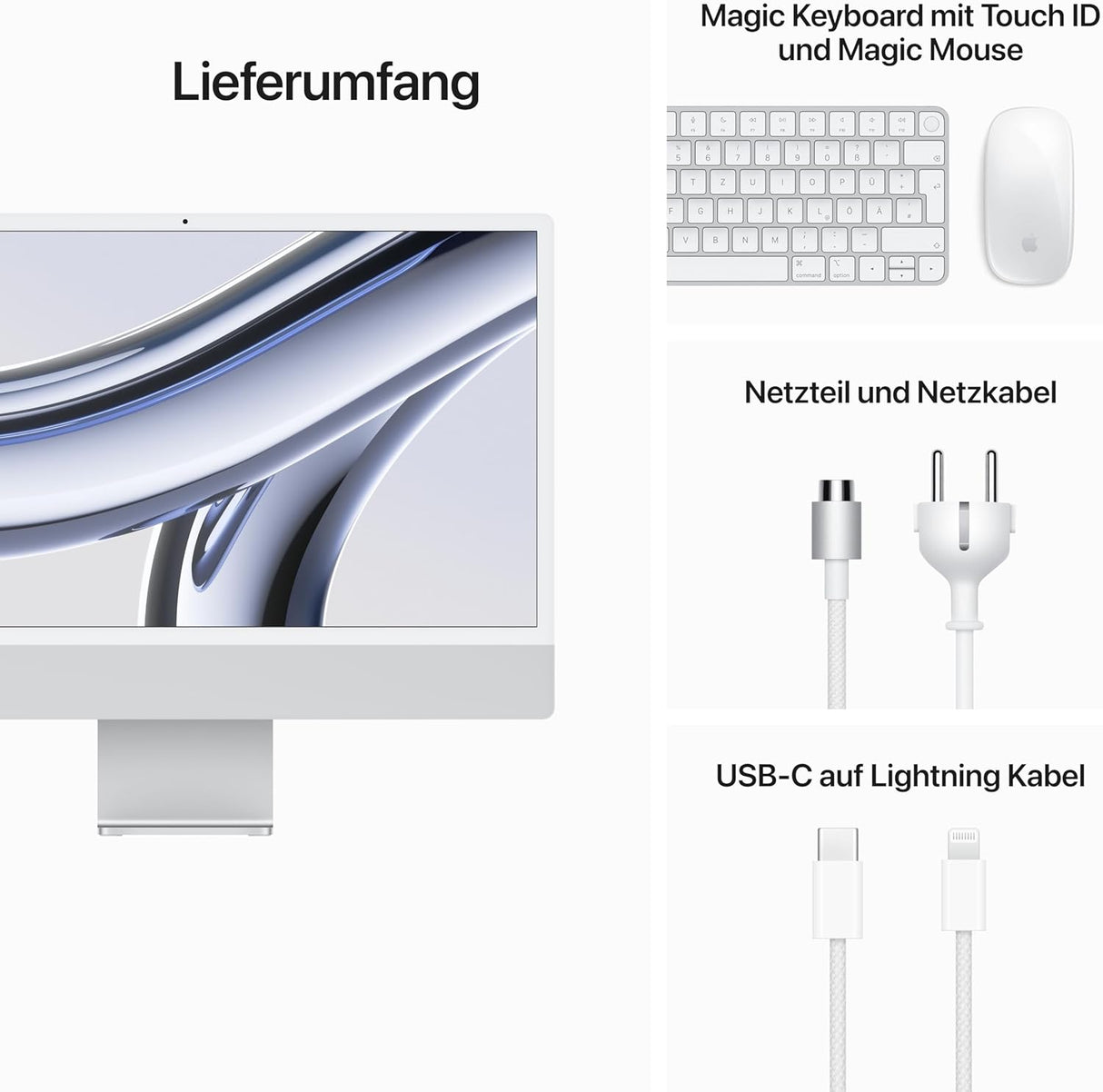 Apple 2023 iMac All-in-One Desktop-Computer mit M3 Chip ,8-Core CPU, 10-Core GPU, 24" 4.5K Retina Display